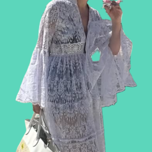 V-nyakú hosszú női ruha